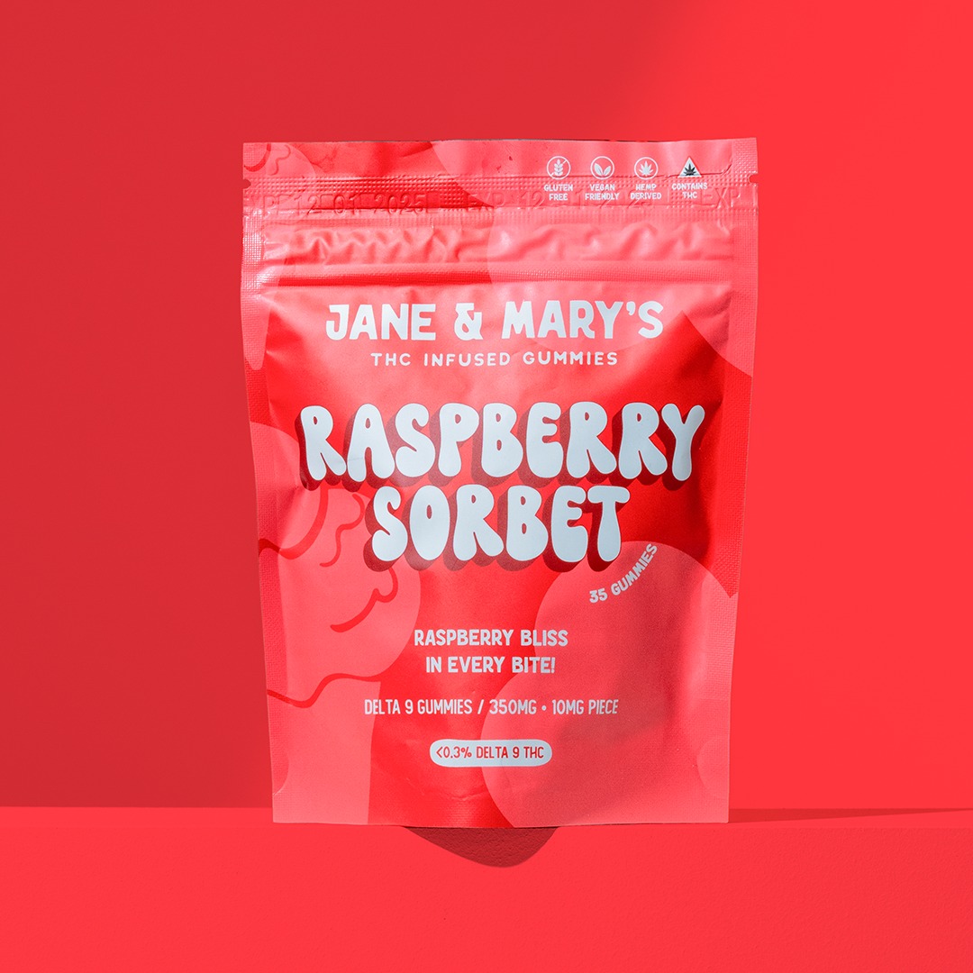 THC GUMMIES 350MG RASPBERRY SORBET - 35 GUMMIES